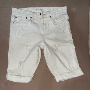Hollister white distressed denim shorts